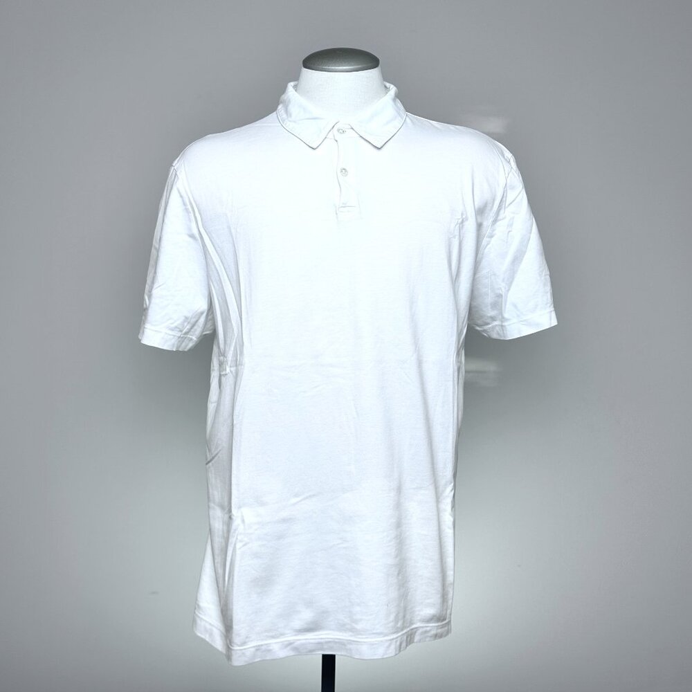 James Perse Sueded Jersey Polo XL (Size 4) White Supima Cotton USA